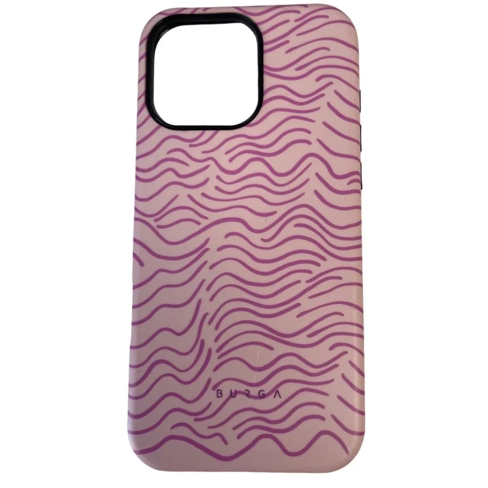 Burga iPhone 13 Pro Max Tough Case Pink Purple Wavy Line Protective Cover